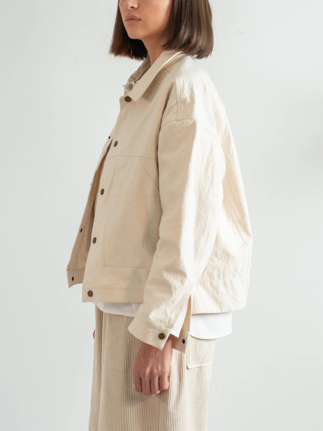Ivory Varsity Jacket – Canvas Snap Workwear