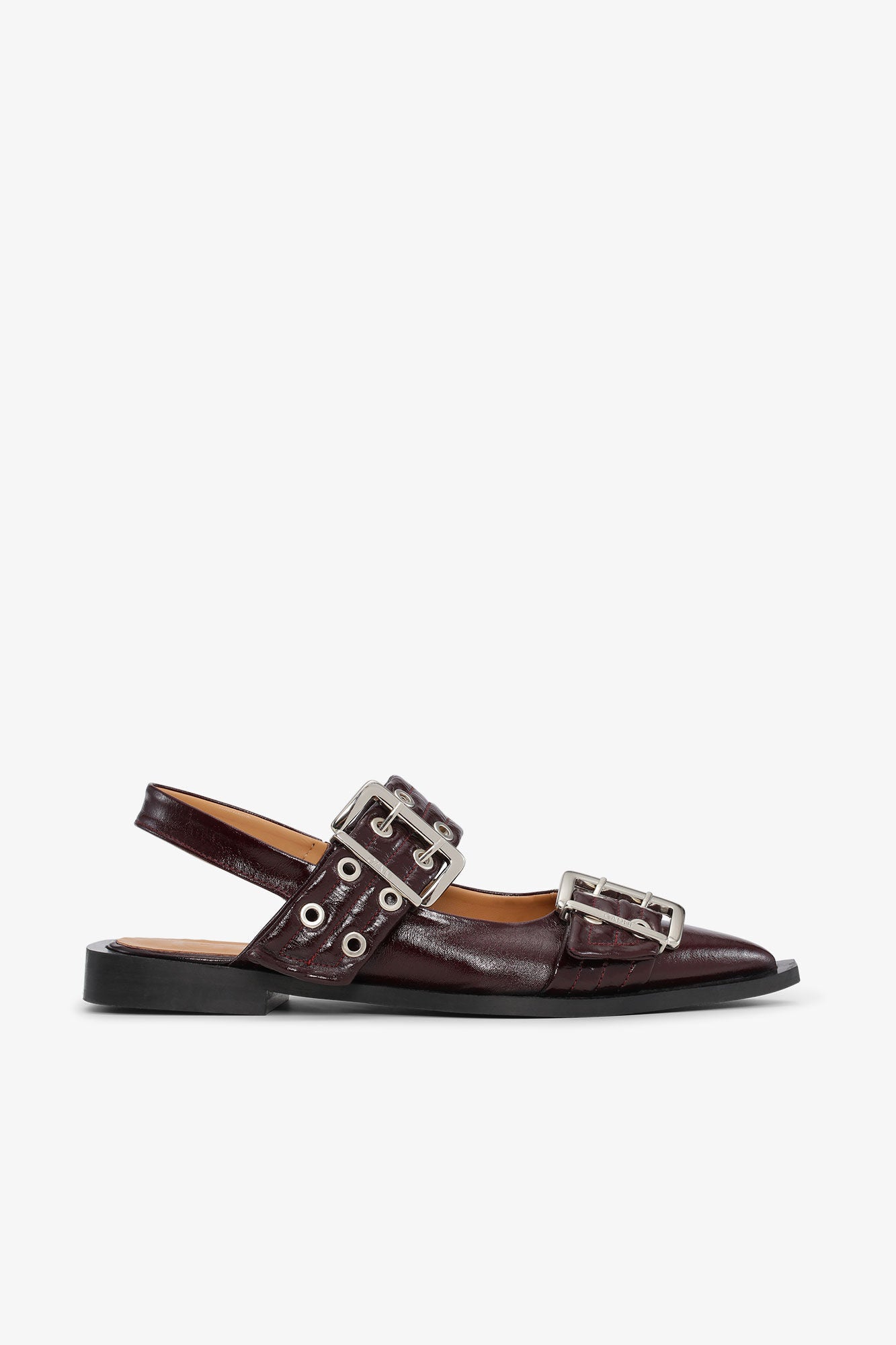Burgundy Feminine Buckle Ballerina Naplack