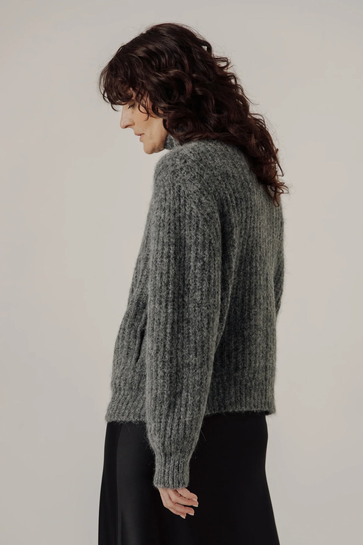 Alpaca Rib Zip Jacket